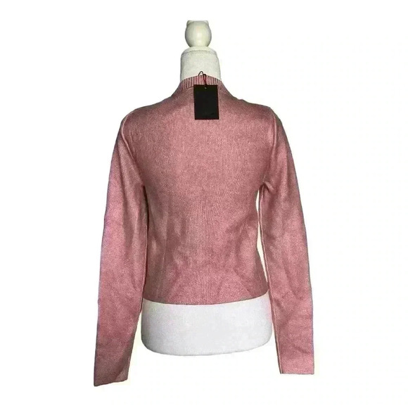 NBD Revolve NWT Talya Pink Metallic Coated Crew Neck Long Sleeve Sweater M - Picture 5 of 10